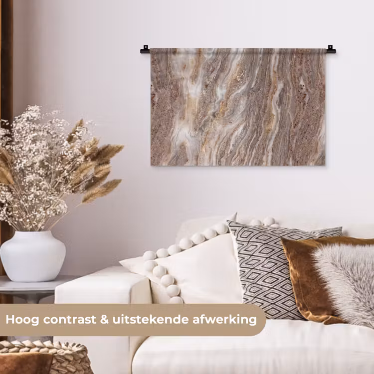 Textuur - Steen - Abstract - Beige Wandkleed katoen klein -sfeer1