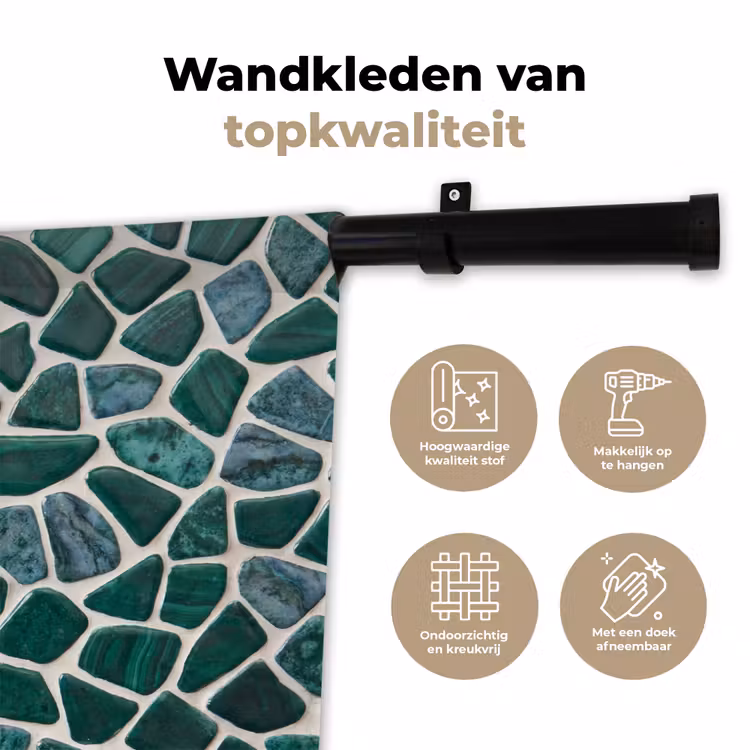 Textuur - Steen - Groen - Abstract - Patroon Wandkleed katoen klein -sfeer2