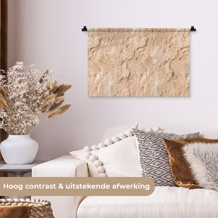 Textuur - Steen - Natuur - Beige Wandkleed katoen klein -sfeer1