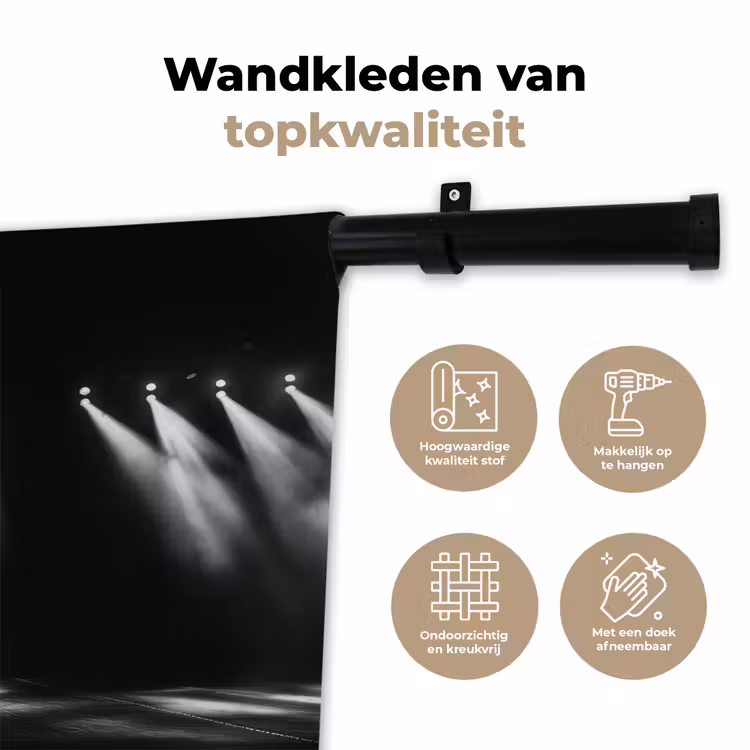 Theaterzaal - Mist - Spotlights - Zwart Wandkleed katoen klein -sfeer2