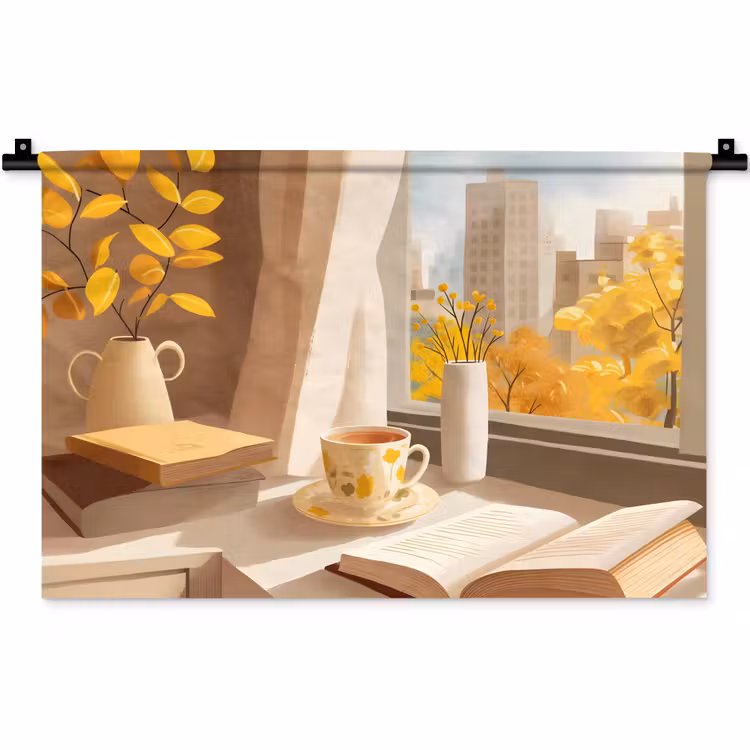 Thee - Boek - Thee - Herfst Wandkleed katoen klein -zz3d