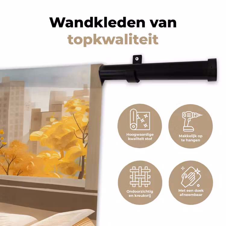 Thee - Boek - Thee - Herfst Wandkleed katoen klein -sfeer2