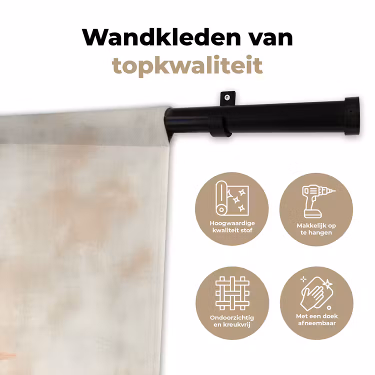 Theepot - Groen - Bloemen - Oranje Wandkleed katoen klein -sfeer2