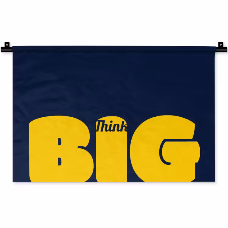 Think big - Blauw - Geel Wandkleed katoen klein -zz3d