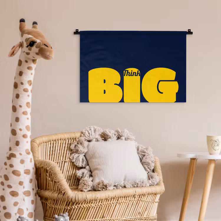 Think big - Blauw - Geel Wandkleed katoen klein -wsfeer5_kind