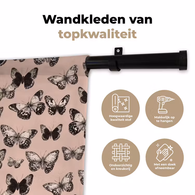 Tijdloos - Vlinders - Perzik Wandkleed katoen klein 269 -sfeer2