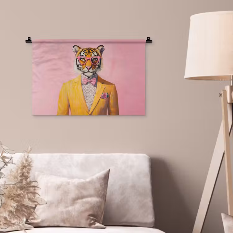 Tijger - Bril - Geel - Jasje Wandkleed katoen klein -sfeer4