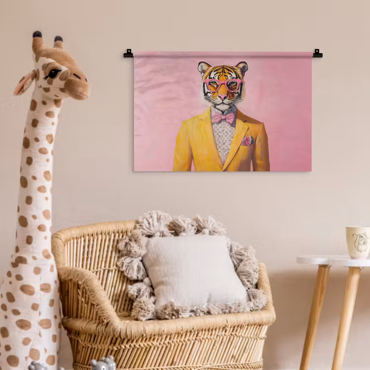 Tijger - Bril - Geel - Jasje Wandkleed katoen klein -wsfeer5_kind