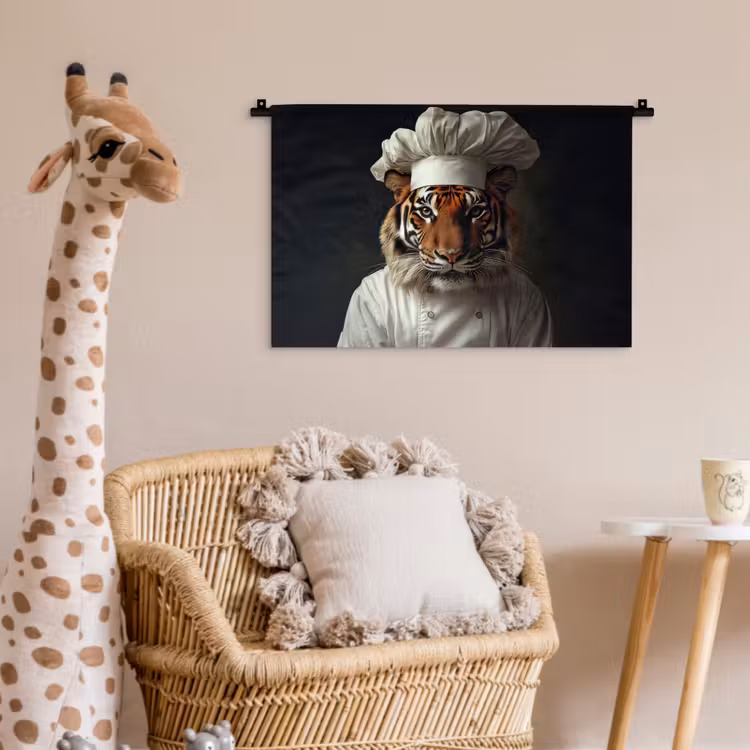 Tijger - Kokskleding - Bruin Wandkleed katoen klein -wsfeer5_kind