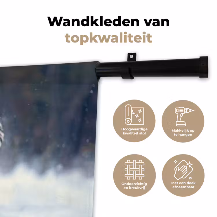 Tijger - Landschap - Sneeuw - Winter - Dieren Wandkleed katoen klein -sfeer2