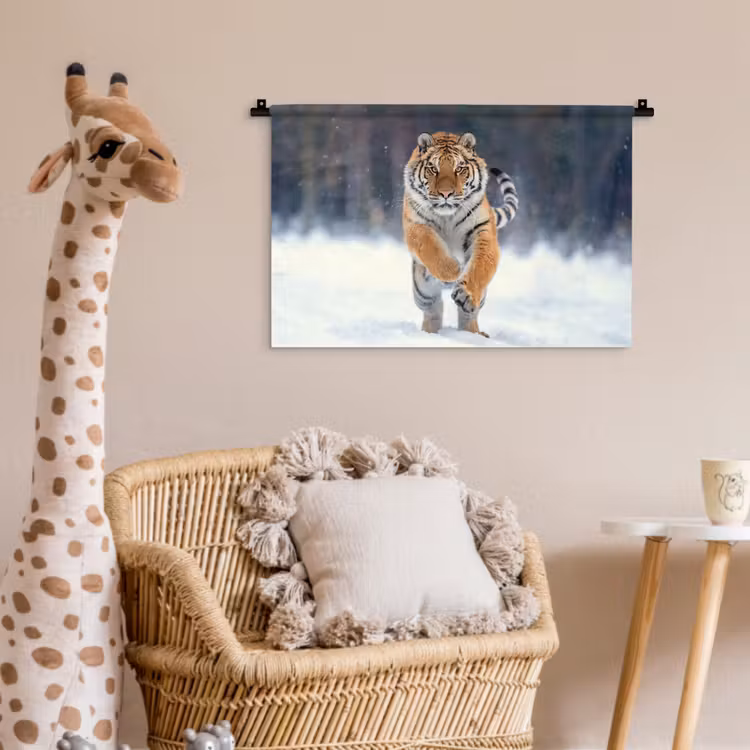 Tijger - Landschap - Sneeuw - Winter - Dieren Wandkleed katoen klein -wsfeer5_kind