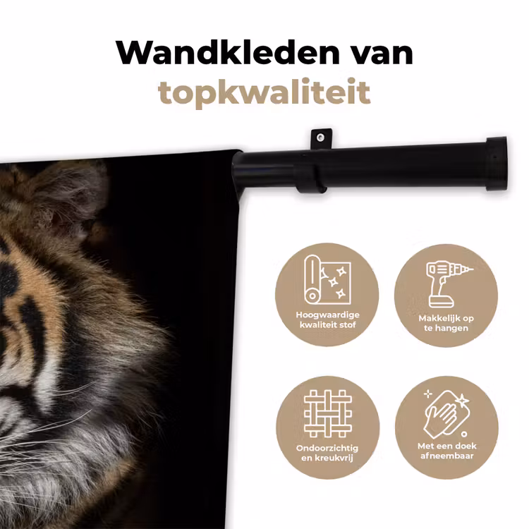 Tijger - Wilde dieren - Portret Wandkleed katoen klein -sfeer2
