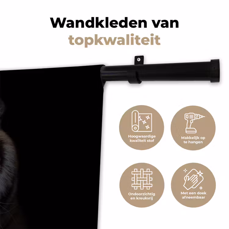 Tijger - Wilde dieren - Portret - Zwart - Dieren Wandkleed katoen klein -sfeer2