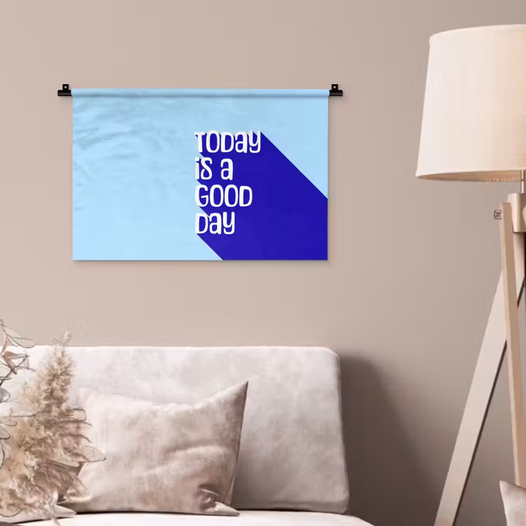 Today is a good day - Blauw - Schaduw Wandkleed katoen klein -sfeer4