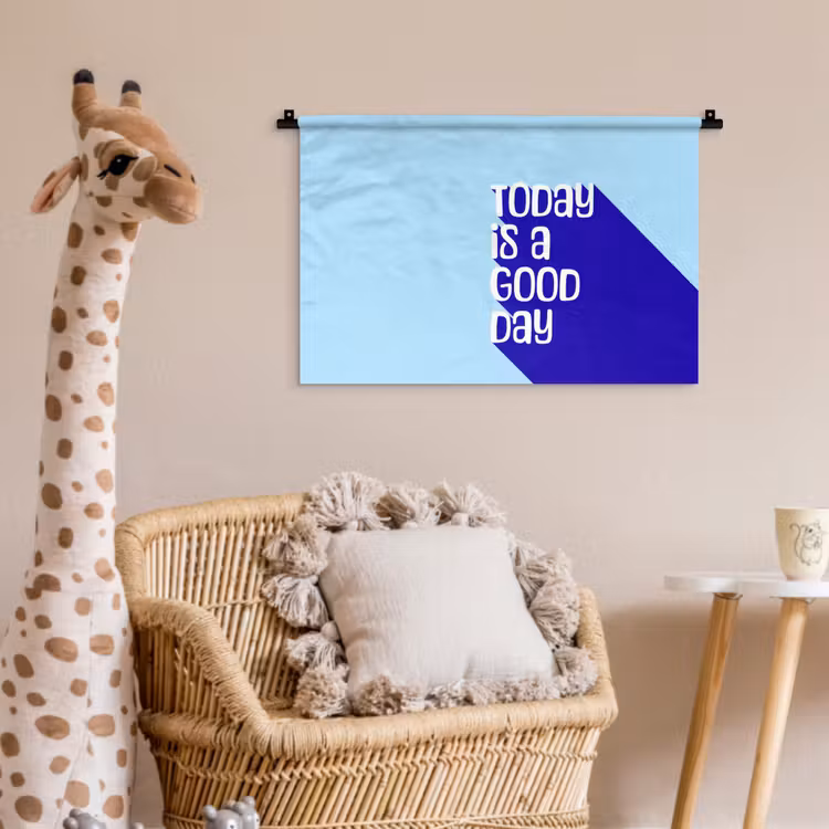 Today is a good day - Blauw - Schaduw Wandkleed katoen klein -wsfeer5_kind