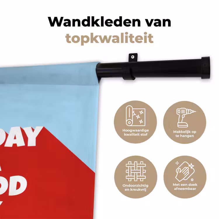 Today is a good day - Rood - lichtblauw Wandkleed katoen klein -sfeer2