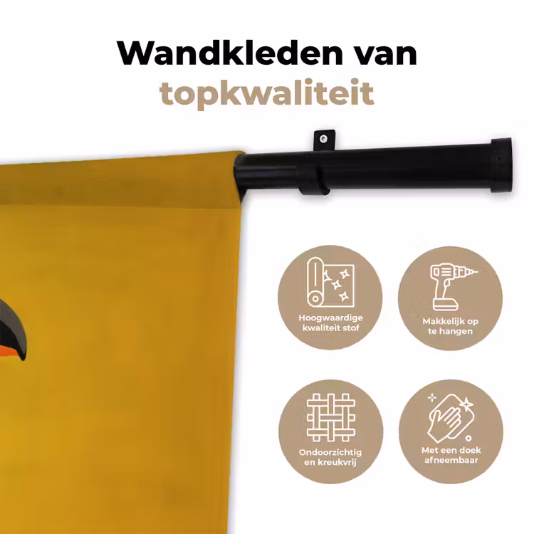 Toekan - Minimalistisch - Snavel - Oranje Wandkleed katoen klein -sfeer2