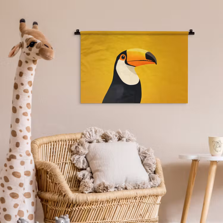 Toekan - Minimalistisch - Snavel - Oranje Wandkleed katoen klein -wsfeer5_kind