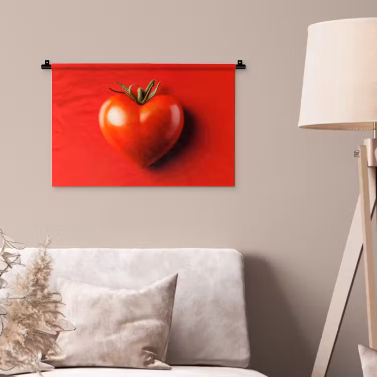 Tomaat - Rood - Hart Wandkleed katoen klein -sfeer4