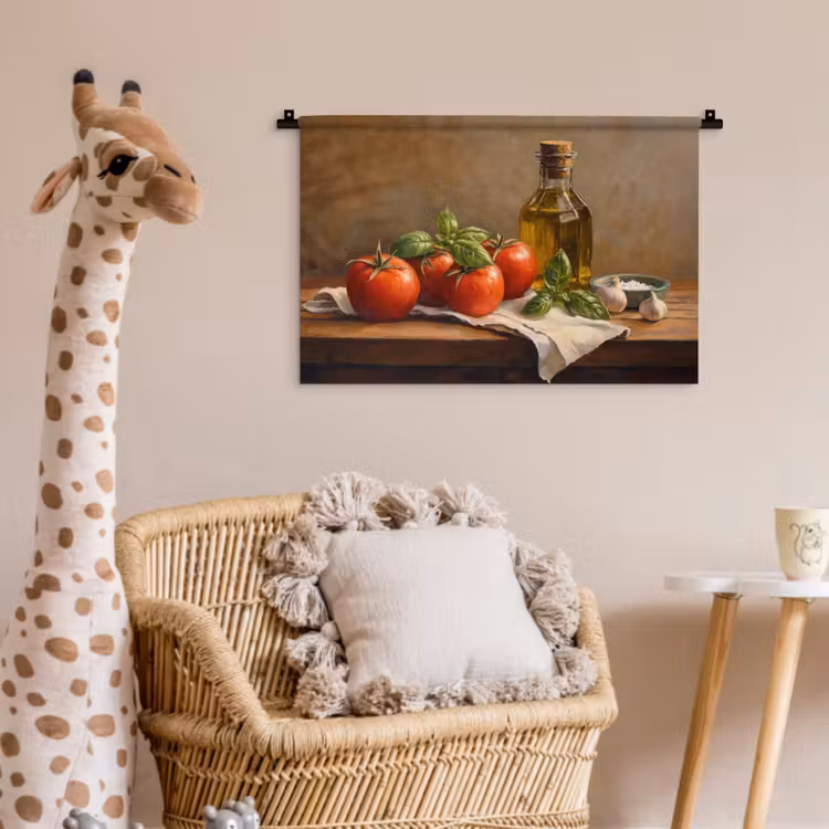 Tomaten - Olijfolie - Stilleven Wandkleed katoen klein -wsfeer5_kind