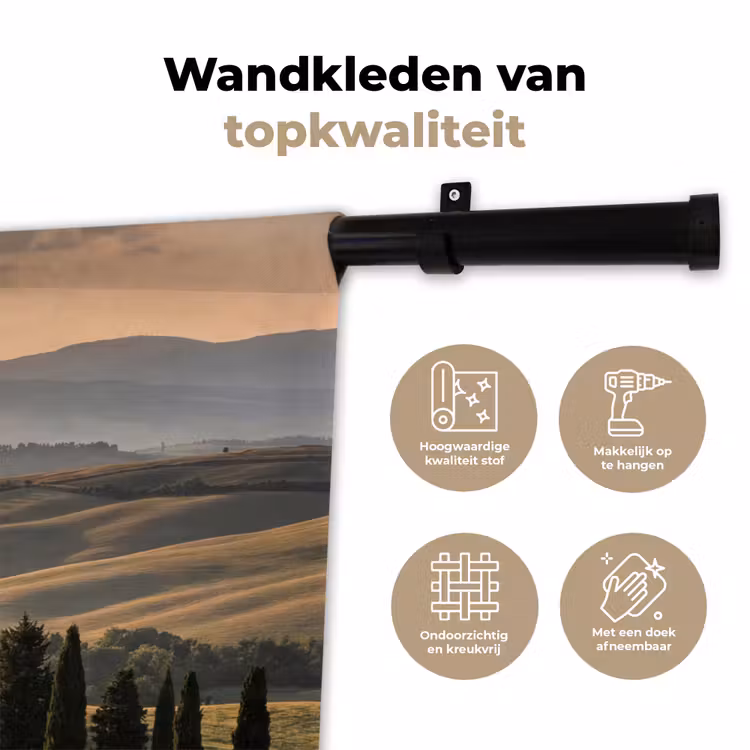 Toscaans - Landschap - Heuvels Wandkleed katoen klein -sfeer2