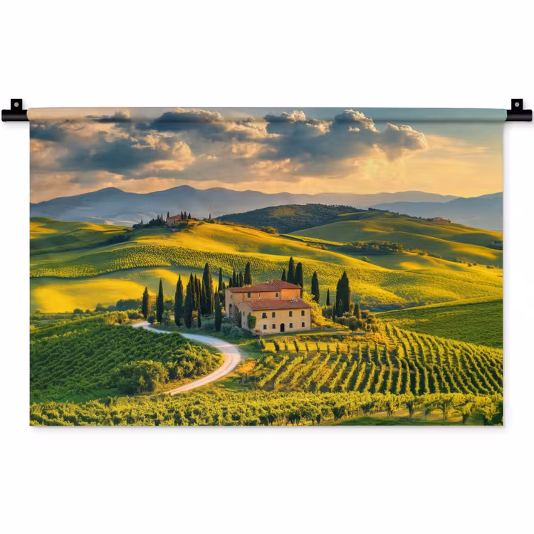 Toscane - Landschap - Wijngaarden Wandkleed katoen klein -zz3d