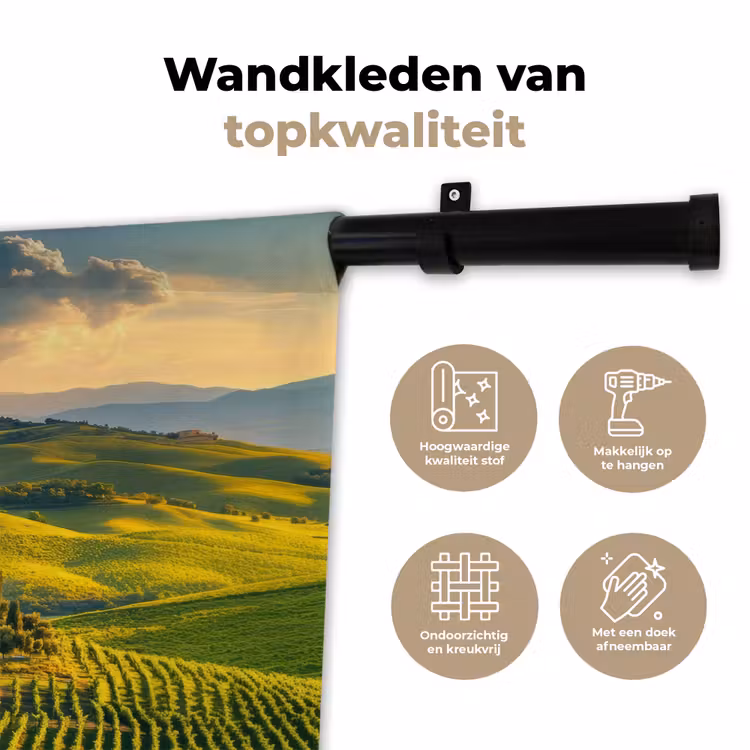 Toscane - Landschap - Wijngaarden Wandkleed katoen klein -sfeer2