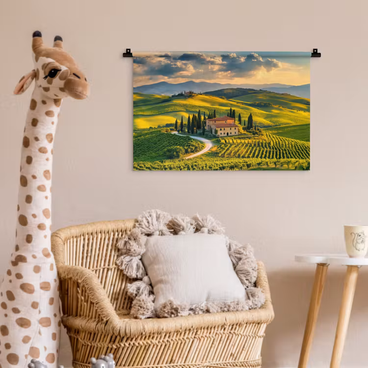 Toscane - Landschap - Wijngaarden Wandkleed katoen klein -wsfeer5_kind