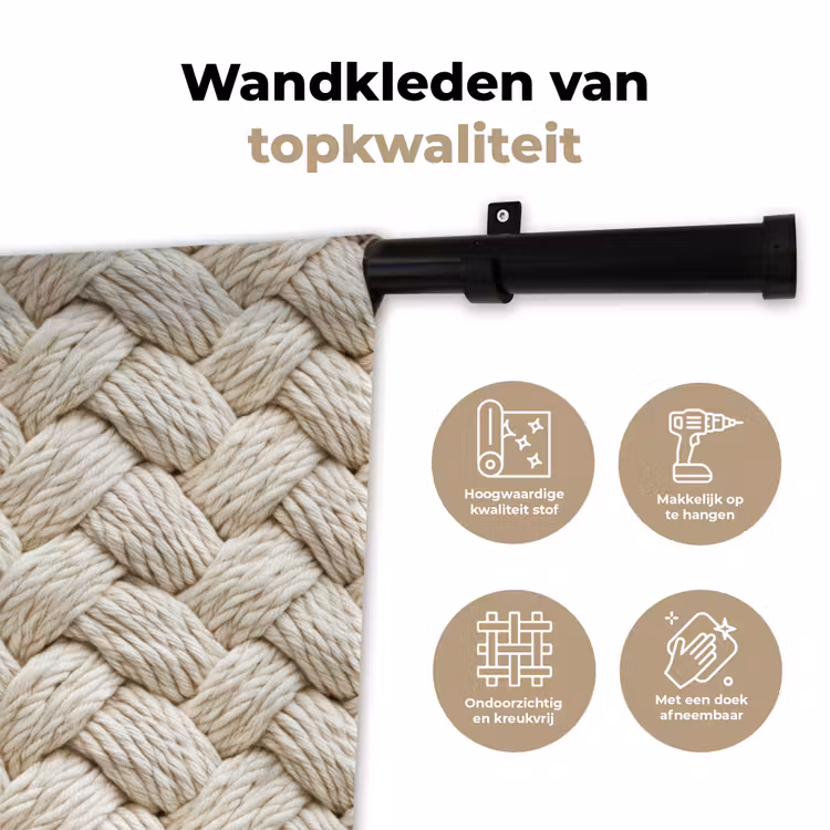 Touw - Gebreid - Beige Wandkleed katoen klein 269 -sfeer2
