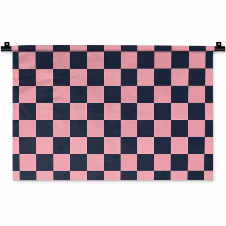 Traditioneel - Patroon - Blauw - Roze Wandkleed katoen klein 269 -zz3d