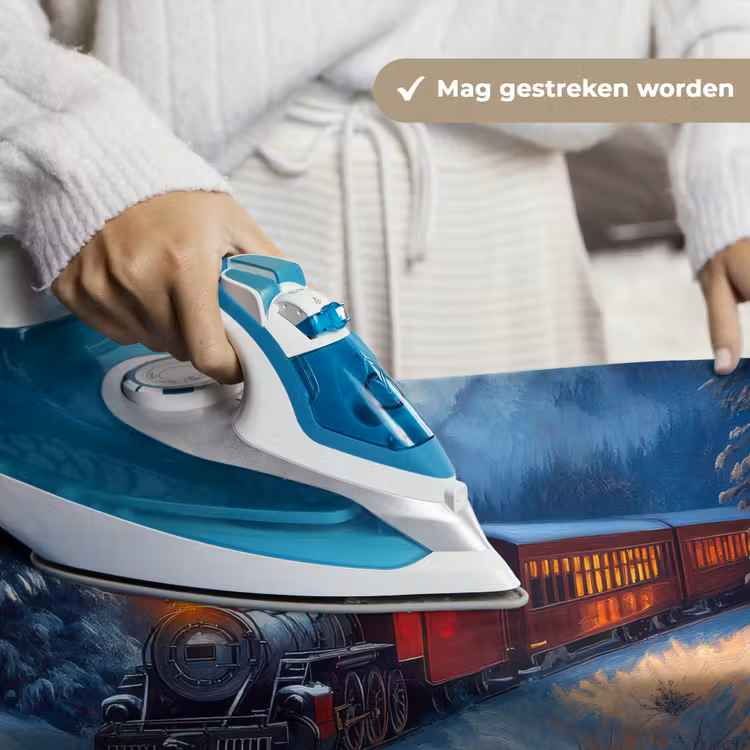 Trein - Kerst - Sneeuw - Kersttrein Wandkleed katoen klein -sfeer9