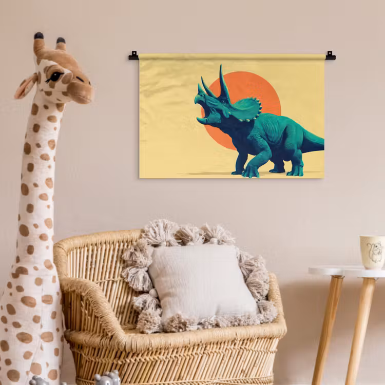 Triceratops - Cirkel - Oranje - Hoorns Wandkleed katoen klein -wsfeer5_kind