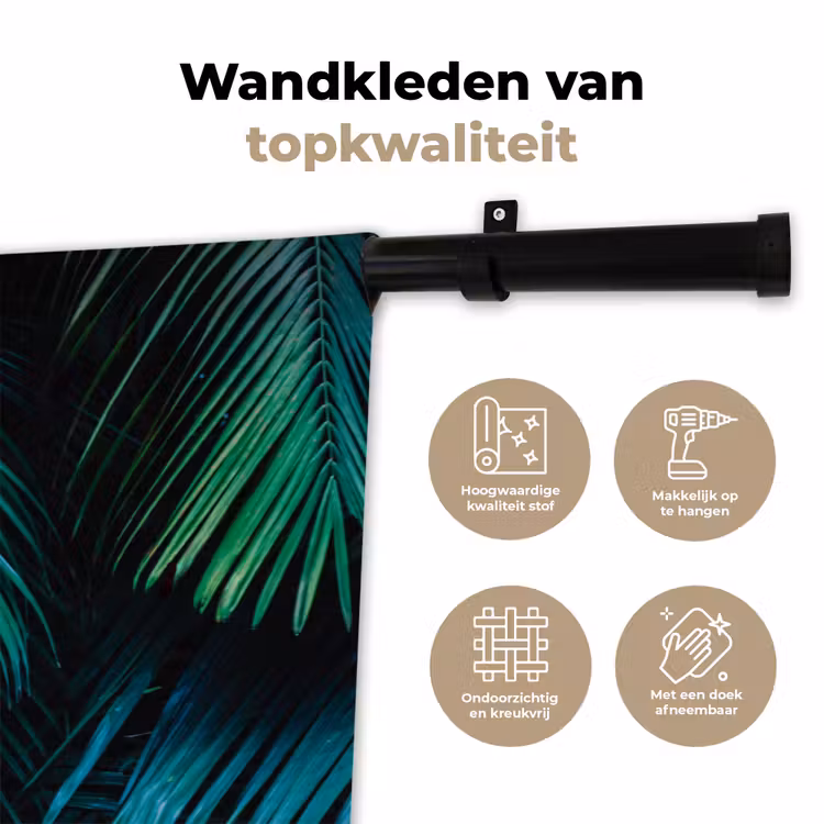 Tropical - Jungle - Bladeren - Groen Wandkleed katoen klein -sfeer2