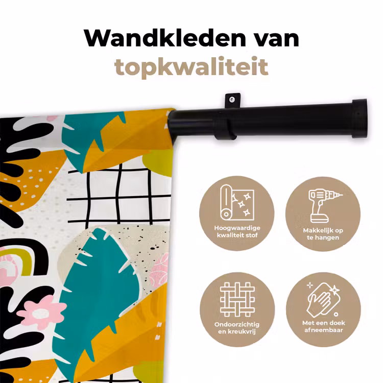 Tropisch - Bladeren - Abstract - Geel - Oranje Wandkleed katoen klein 269 -sfeer2