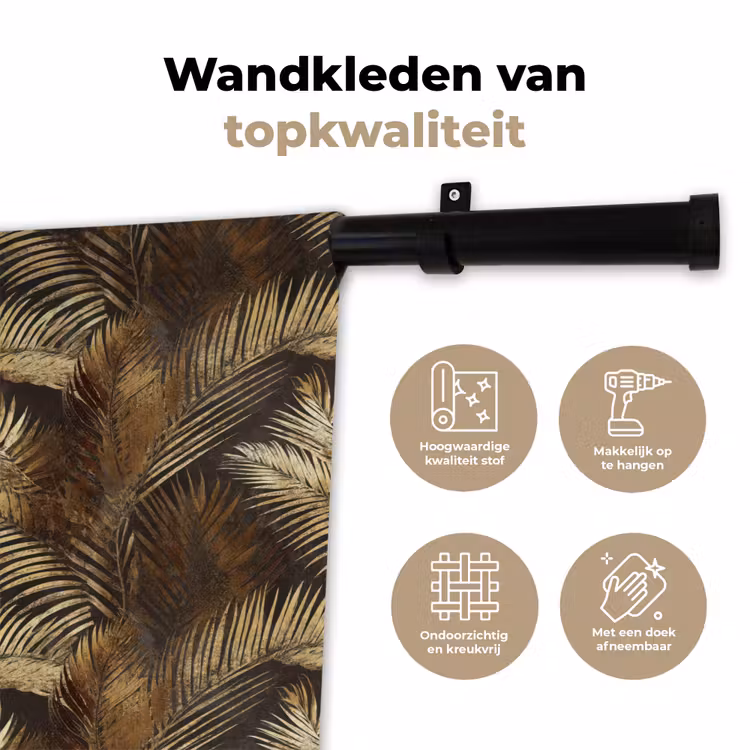 Tropisch - Bladeren - Goud Wandkleed katoen klein 269 -sfeer2