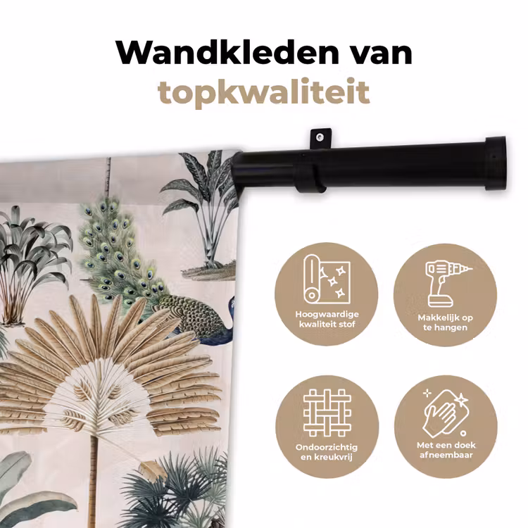Tropisch - Bomen - Bladeren - Jungle Wandkleed katoen klein -sfeer2