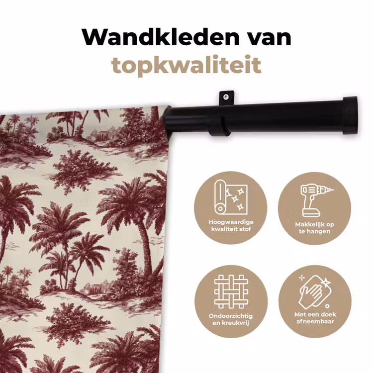 Tropisch - Geometrisch - Bordeauxrood Wandkleed katoen klein 269 -sfeer2