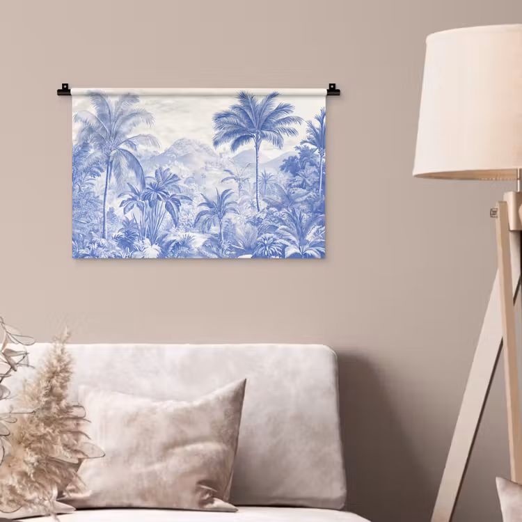 Tropisch - Jungle - Blauw Wandkleed katoen klein -sfeer4