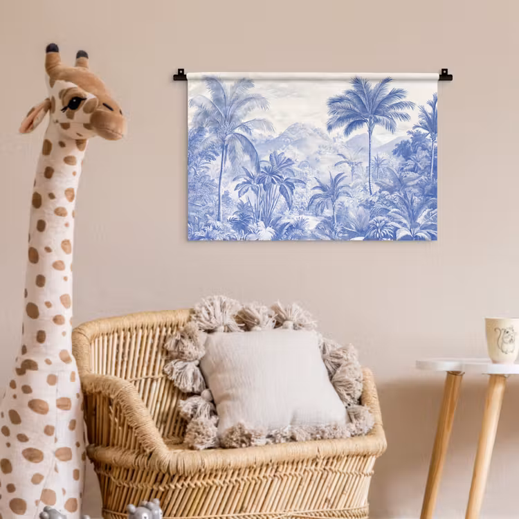 Tropisch - Jungle - Blauw Wandkleed katoen klein -wsfeer5_kind