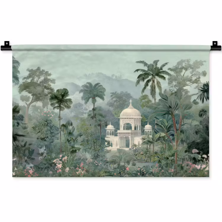 Tropische tuin - Koepelgebouw - Bloemen Wandkleed katoen klein -zz3d