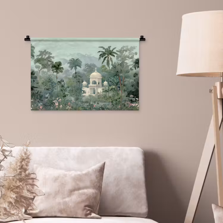 Tropische tuin - Koepelgebouw - Bloemen Wandkleed katoen klein -sfeer4