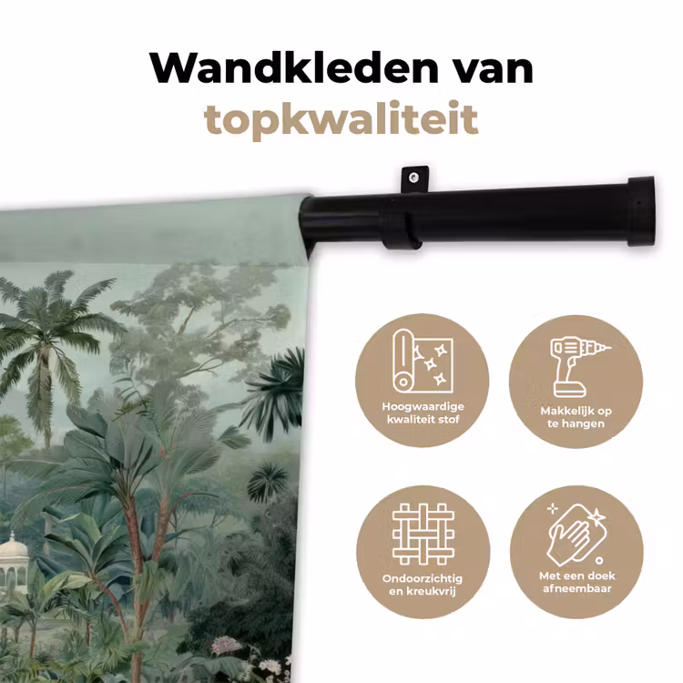 Tropische tuin - Koepelgebouw - Bloemen Wandkleed katoen klein -sfeer2
