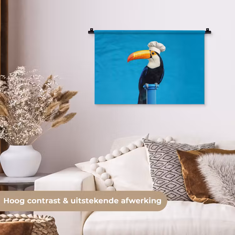 Tucan - Sokkel - Vogel - Koksmuts Wandkleed katoen klein -sfeer1