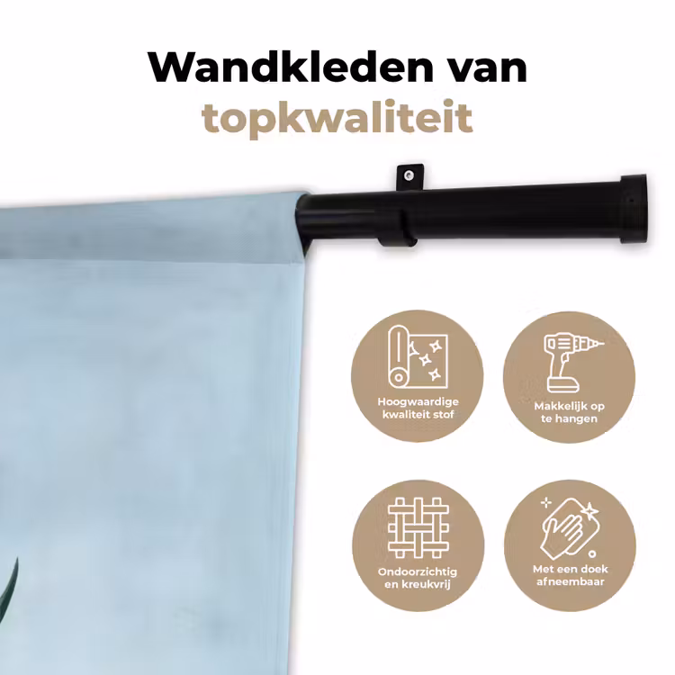 Tulpen - Blauw - Bladeren Wandkleed katoen klein -sfeer2