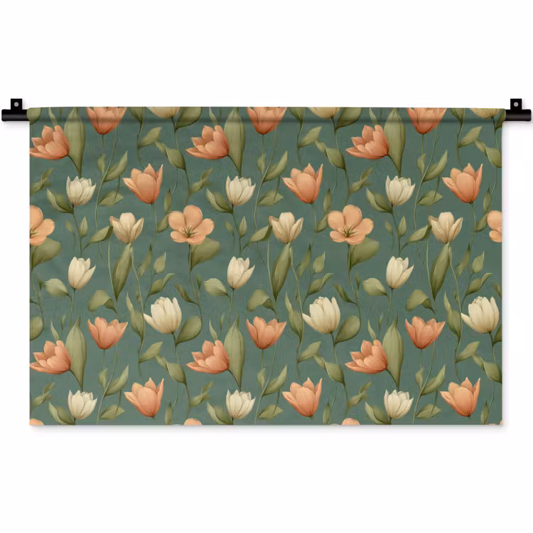Tulpen - Botanisch - Groen Wandkleed katoen klein 269 -zz3d