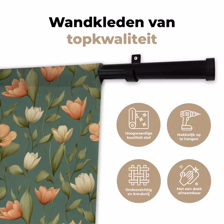 Tulpen - Botanisch - Groen Wandkleed katoen klein 269 -sfeer2