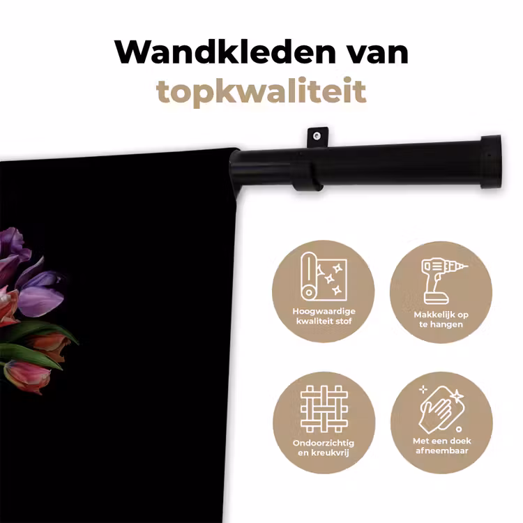 Tulpen - Kleuren - Hout - Vaas Wandkleed katoen klein -sfeer2
