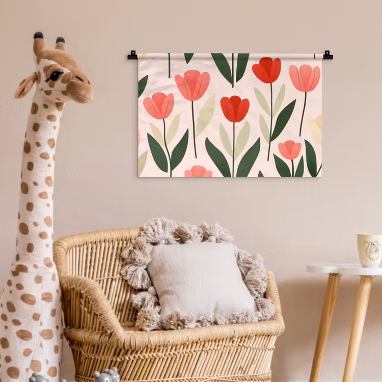 Tulpen - Modern - Roze Wandkleed katoen klein -wsfeer5_kind