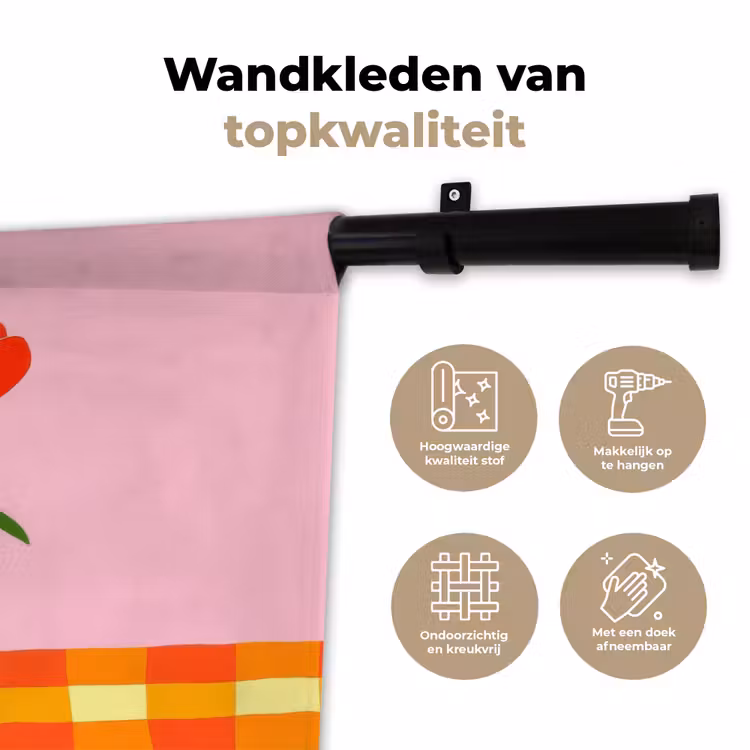 Tulpen - Roze - Vaas Wandkleed katoen klein -sfeer2