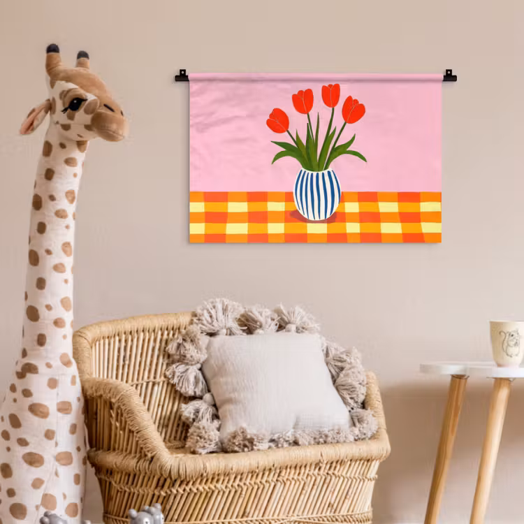 Tulpen - Roze - Vaas Wandkleed katoen klein -wsfeer5_kind